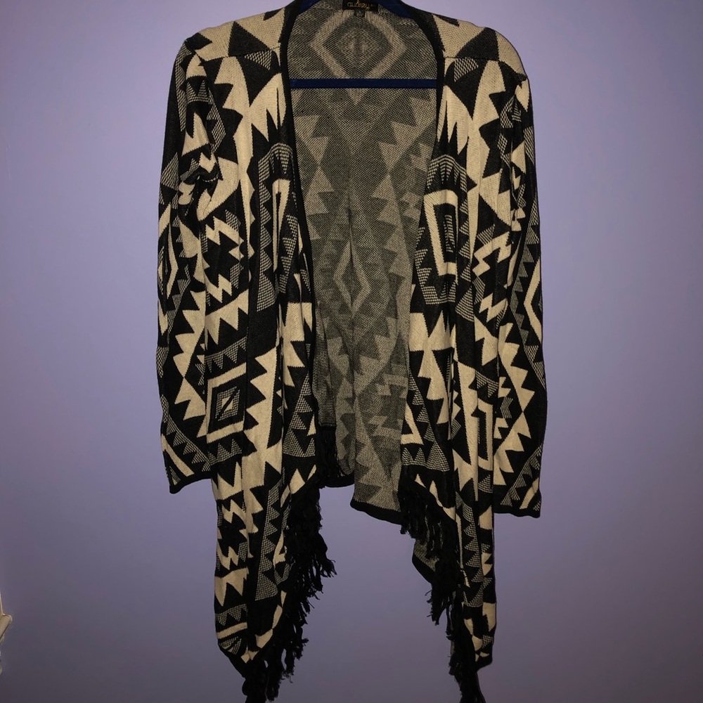 Black and White fringe sweater